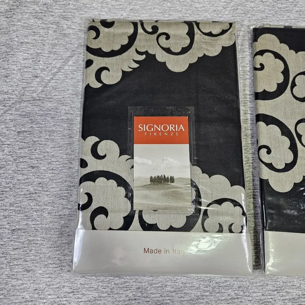 $475 Signoria Firenze Italian Luxury Pillow Sham Set Black Euro Standard Bolero